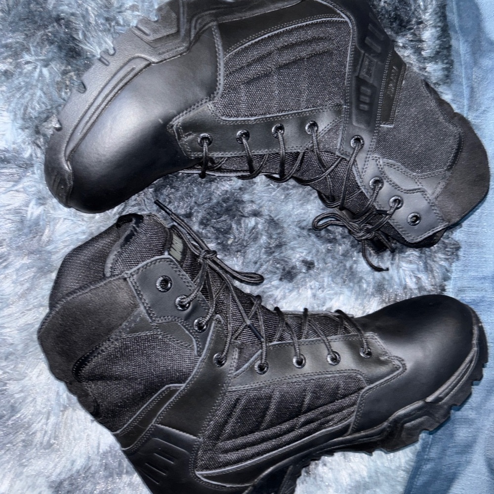 12 Men’s 8” Non-Slip, Waterproof Black TPU Tactical Work/Winter Magnum Boots.